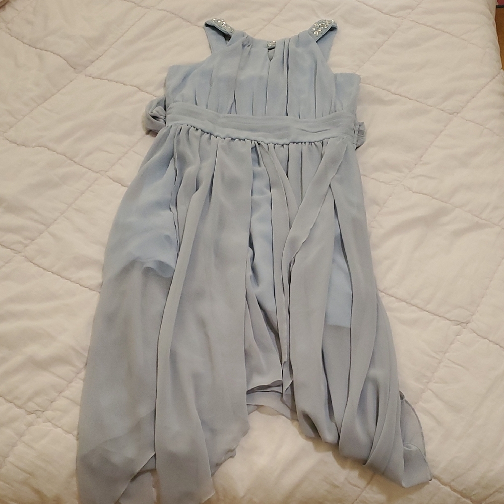 Rare Editions Light Blue Chiffon Girls Dress